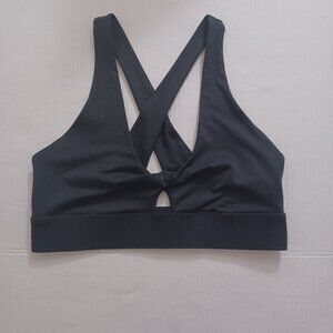 FABLETICS TWIST FRONT CROSS BACK SPORTS BRA BLACK SIZE MEDIUM